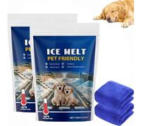 Fonte à Glace Sans Danger Pour Les Animaux De Compagnie,Chlorure De Magnésium Pour Allées Et Trottoirs,Pour Le Déneigement Et La Neige,Sel à Action Rapide,Adapté Aux Animaux De Compagnie,100 g (2PC)