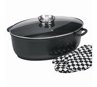 Fonte D'Aluminium Gansebräter Delta 38cm Cocotte Poêle Noir Couvercle Neuf