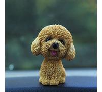 Fontee Auto Aimable Chien Figurine Bouge la Tête Wobble Head Hocher Tête Jouet Tableau de Bord Décoration Chien en Hochant Tête Intérieur de Voiture Décoration (Teddy)