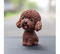 Fontee Auto Aimable Chien Figurine Bouge la Tête Wobble Head Hocher Tête Jouet Tableau de Bord Décoration Chien en Hochant Tête Intérieur de Voiture Décoration (Teddy Marron)
