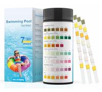 Fontee Bandes de Test 7-en-1 pour Piscine - 100 Bandelettes | Test Rapide pH, Acide Cyanurique, Dureté Totale, Alcalinité Totale, Chlore, Brome | Kit d'analyse d'eau pour Piscine, Spa, Jacuzzi