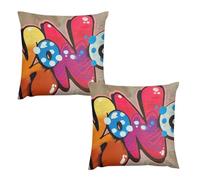 FontHousse De Coussin 24 "x24 Lot De 2 | en Tissu Épais Aspect Lin, Doux Et Décoratif pour Canapé Et Salon - Style Bohème Chic, Idéal pour Décoration Chambre, Beige Crème