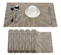 Fontic 6Pcs Sets de Table Anti-Glissant en PVC Napperon Lavables(45x30cm) Napperons pour Cuisine, Salon, Jardin ou Salle à Manger (Kaki)