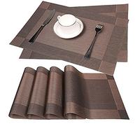 Fontic 6Pcs Sets de Table Anti-Glissant en PVC Napperon Lavables(45x30cm) Napperons pour Cuisine, Salon, Jardin ou Salle à Manger (Brun)