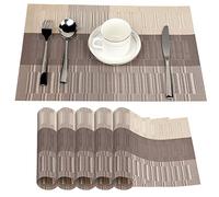 Fontic 6Pcs Sets de Table Anti-Glissant en PVC Napperon Lavables(45x30cm) Napperons pour Cuisine, Salon, Jardin ou Salle à Manger (Lumière-Or)