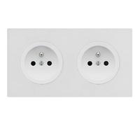 FONTINI - 2 prises 2P+T blanc glossy DOM avec plaque double blanc - Élégance et praticité pour vos installations électriques