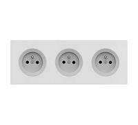 FONTINI - 3 prises 2P+T ALU glossy DOM + plaque triple blanc