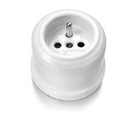 Fontini 30-211-17-2 - Base prise terre française 16a porcelaine blanche pack