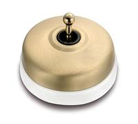 Fontini 60308592 Commutateur porcelaine, blanc, boîtier doré satiné, aiguille dorée