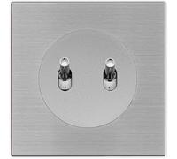 FONTINI - Double bouton poussoir ALU avec manette chrome DOM et plaque simple métallisée gris - Commande élégante et pratique pour un contrôle optimisé