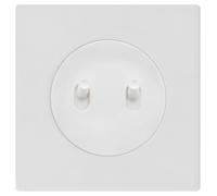 Fontini - Double Bouton Poussoir Blanc Avec Manette - Plaque Simple Blanc