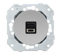 FONTINI - Double prise USB 2,6A A/C ALU GLOSSY DOM avec plaque simple métallisée gris - Recharge pratique et design élégant