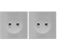 FONTINI - Double va-et-vient ALU avec manette chrome DOM et plaque simple métallisée gris - Double contrôle avec style et modernité (Lot de 2)