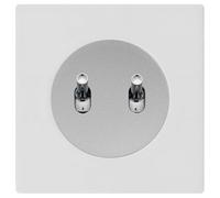 FONTINI - Double va et vient ALU - manette chrome DOM + plaque simple blanc