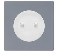 FONTINI - Double va et vient blanc - manette blanc glossy DOM + plaque simple gris