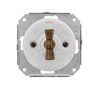 FONTINI - GARBY COLONIAL - Double Va & Vient Porcelaine Blanche Manette Bois Hêtre Réf. 31302213