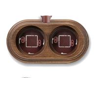 FONTINI - GARBY - Socle Décoratif Bois Hêtre Vieilli 2 Poste Saillie 1 Liaison Horizontale Réf. 30832213