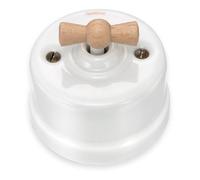Fontini - Interrupteur va-et-vient Garby blanc manette hÃªtre Ã64,5 mm - Blanc