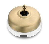 FONTINI - Interrupteur Va & Vient Porcelaine Blanche Coque Dorée Satinée