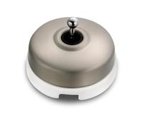 FONTINI - Interrupteur Va & Vient Porcelaine Blanche Coque Nickel Satiné