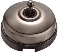 FONTINI - Interrupteur Va & Vient Porcelaine Noire Coque Nickel Satiné