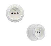 Fontini - Lot De 2 Prises Garby - Plastique Blanc - Style Rétro
