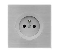 FONTINI - Prise 2P+T ALU GLOSSY DOM avec plaque simple métallisée gris - Élégance et fonctionnalité