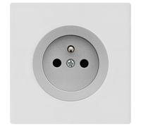 FONTINI - Prise 2P+T ALU glossy DOM + plaque simple blanc