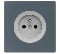 FONTINI - Prise 2P+T ALU glossy DOM + plaque simple blue grey