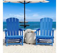 FONTOI Adirondack Lot de 2 chaises de terrasse en Plastique avec Porte-gobelet sans vis, capacité de 181,4 kg, Chaise de Jardin inclinable pour Jardin, pelouse, Plage, Bleu