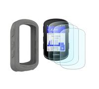 FONTRON Lot de 3 films de protection d'écran pour montre connectée Garmin Edge 840 / Solar & Edge 540 / Solar 540 - Cadre souple en silicone et film de protection en verre trempé (gris ciel foncé)