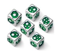 FONVGOGO D6 Lot de 6 dés en métal à 6 faces uniques et cool pour DND, RPG, Donjons et Dragons, cadeau (Bubble-D6 blanc vert)