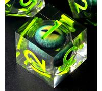 FONVGOGO Dés JDR Dés Jeu de Role pour Donjon et Dragon, Set de Dés JDR 7 Pièces Dés Œil de Dragon Mobile des Noyau Liquide Résine Polyédriques DND Dice Set (Vert)