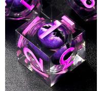 FONVGOGO Dés JDR pour Donjon et Dragon 7 Pièces, Set de Dés Œil de Dragon Mobile, Noyau Liquide, Résine Polyédriques DND Dice Set (Violet)