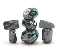 FONVGOGO Lot de 7 dés DND en métal pour donjons et dragons, jeu de dés en métal polyédrique DND avec étui, dés de jeu de rôle (bleu)
