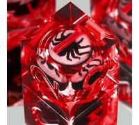 FONVGOGO Spider Jeu de dés DND en résine à bords tranchants - Lot de 7 dés polyédriques polyédriques uniques et cool avec boîte en carton pour Donjon et Dragons, RPG, jeux de rôle (rouge)