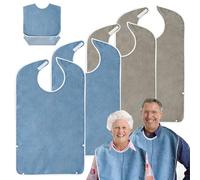 FONWUJIOT Lot de 4 bavoirs pour adultes, 2 x bleu + 2 x marron, taille unique