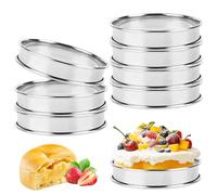 Fonyet 8 Pièces Cercle a Patisserie 10 cm Cercle tartelette en Acier Inoxydable pour Muffin, omelettes, crêpes, Crumpets, tartes, mousses