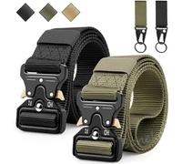 Fonyiunce 2 Pièces Ceinture Tactique, Ceinture Travail Homme, Noir et Vert Armée, Réglable en Tissu Toile Pour Nylon Hommes, Passe Rapidement Par la Sécurité de L'aéroport