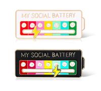 Fonyiunce 2PCS My Social Battery Pin, Broches Amusantes, Aiguilles D'Humeur Interactives, Insigne D'anxiété Humeur Exprimant L'épingle, Broches de Batterie Sociale, Pour Femmes Et Hommes