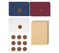 Fonyiunce 38 Pièces Papier à Lettre Vintage avec Enveloppes 9 Enveloppe & 20 Papier a Lettre Kraft Vintage &9 de Sceau de Cire pour Mariage, Anniversaire, Lettres d'Amour, San Valentín