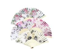 Fonyiunce 4 Pièces Eventail, Éventail Pliable Ventilateur en Bambou, Éventails à Main Portables, Eventail Chinois, Éventail à Main Décoration, pour Danse, Fête, Cadeaux de Mariage, Décoration de Maria
