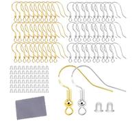 Fonyiunce 60 pièces crochets de boucles d'oreilles hypoallergéniques,Crochets Oreille Argent Sterling 925,Fabrication de Boucles Doreilles Bricolage, Crochet De Boucle D'oreille,pour la Fabrication