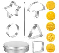 Fonyiunce 7 Pièces Emporte-Pièces pour Biscuits Dalgona Coréens, Moules à Biscuits Coréens, Stainless Steel Cookie Cutters Biscuit Molds, Emporte-pièces pour Fête, Emporte Piece Squid Game
