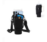 Fonyiunce Sac Bouteille d'eau pour Tasse Stanley Cup 40 oz, Porte Bouteille Thermos, avec Compartiment pour Téléphone Portable, Porte-Bouteille d'eau avec Bandoulière Réglable, pour Marche, Camping