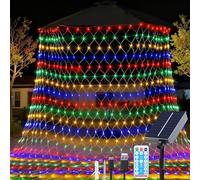 Fonysien Filet Lumineux Solaire, 3 * 2M 192LEDs Étanche Guirlande Lumineuses Filet avec Télécommande 8 Modes Maille Lumineuse pour Décoration de Noël Fête Jardin Mariage