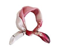 FONYVE 100% soie de mûrier pour femme - Écharpe légère en satin carré - Petite écharpe à cheveux en soie avec emballage cadeau 53,8 x 53,5 cm, 08 rouge dégradé, S