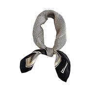 FONYVE Écharpes 100% soie de mûrier pour femme - Écharpe carrée légère en satin - Petite écharpe en soie pour dormir - 53,3 x 53,3 cm, 05 Pied de poule, S