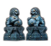 Foo Dogs Lot de 2 figurines de lion gardien en laiton pour richesse et prospérité Décoration Feng Shui pour la maison et le bureau