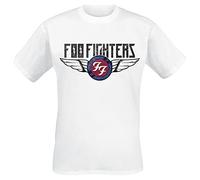 Foo Fighters Flash Wings Homme T-Shirt Manches Courtes Blanc 100% Coton Regular/Coupe Standard
